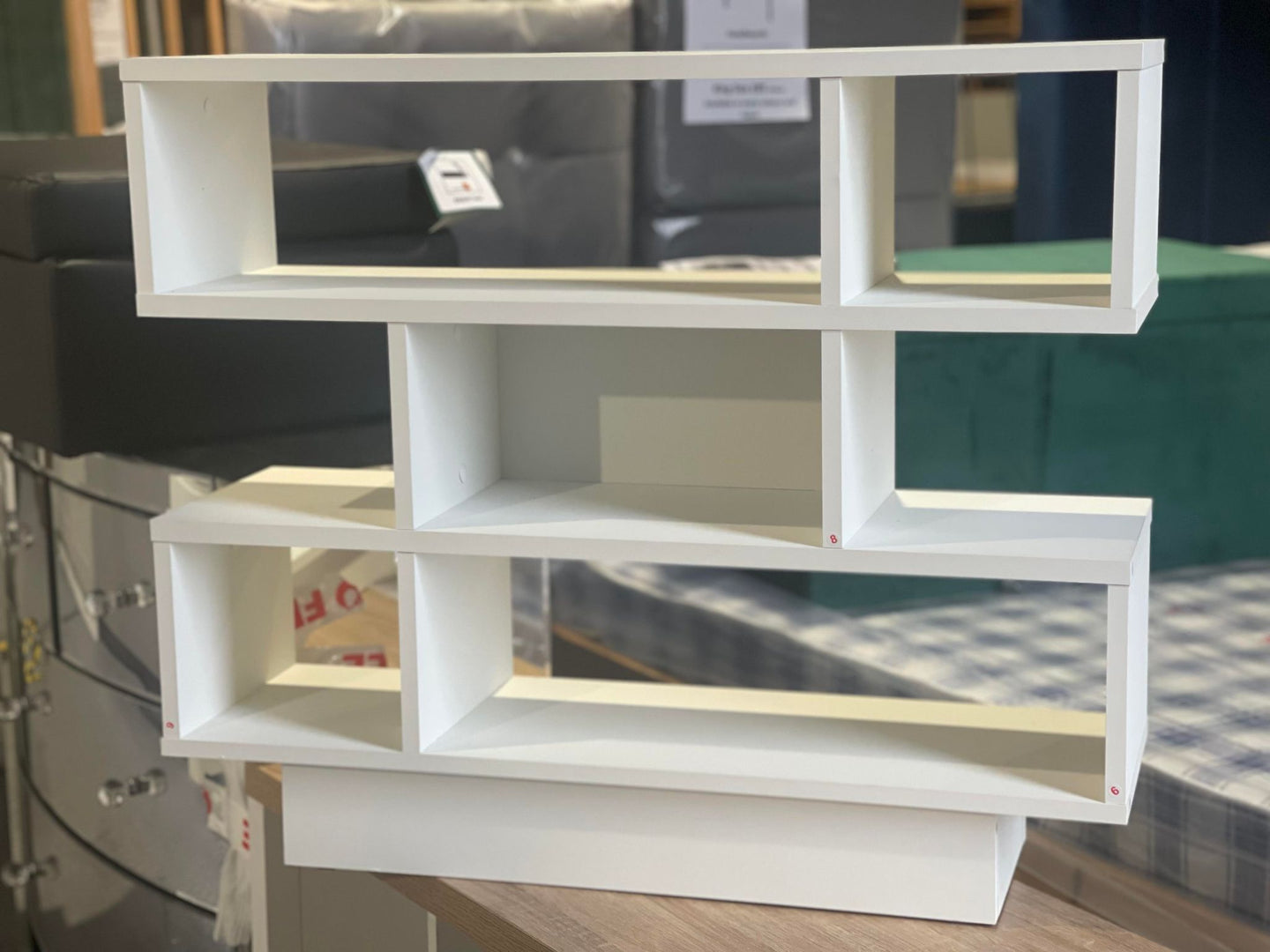 Assembled Cubes Short Shallow Shelving Unit - White